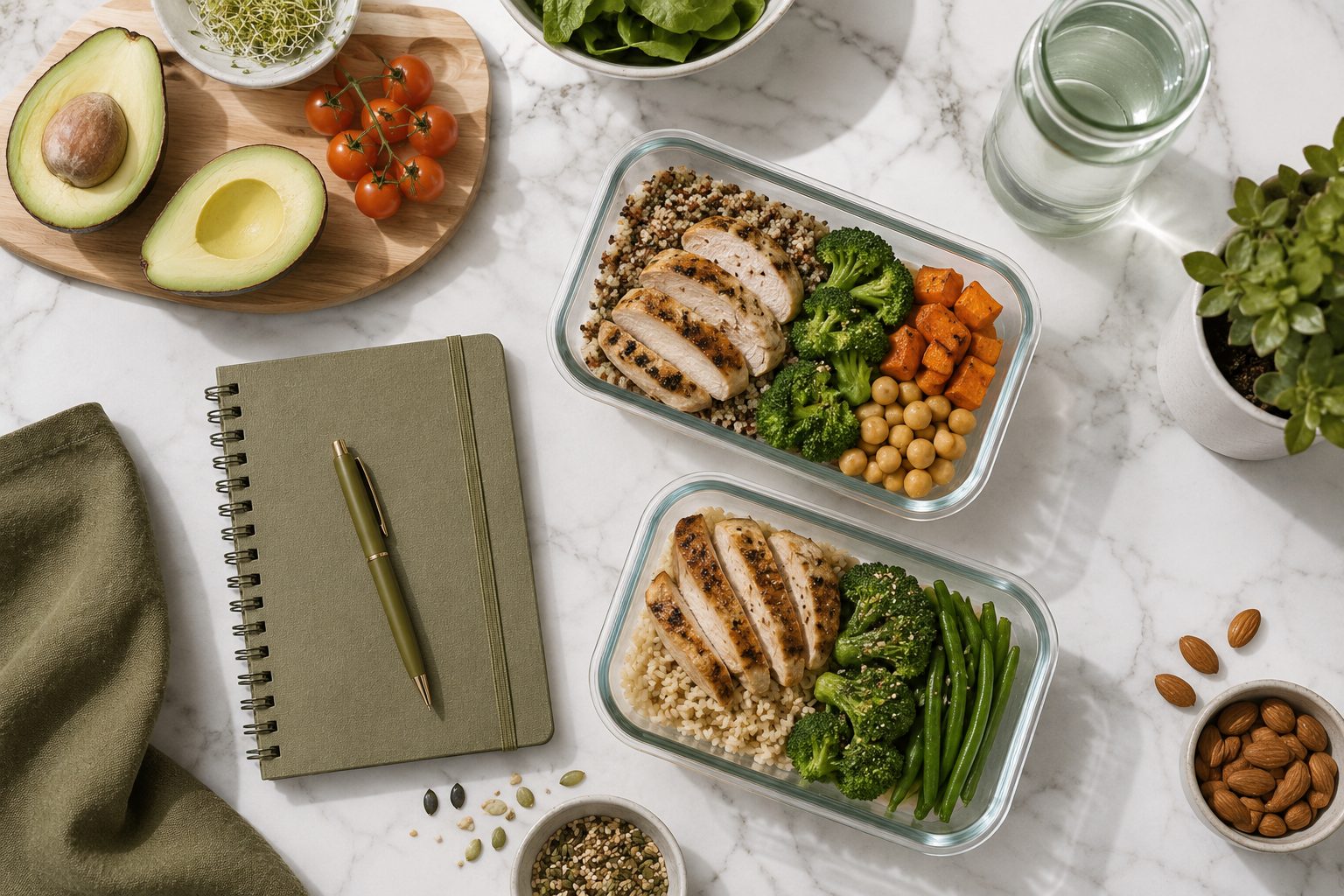 Meal prep flat lay