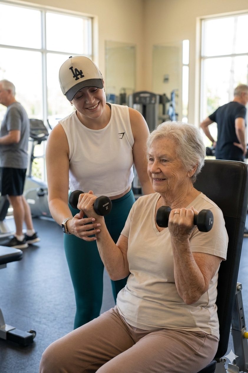 Gio training a senior client